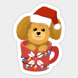 Cute Puppy In A Cup | Merry Christmas Sticker